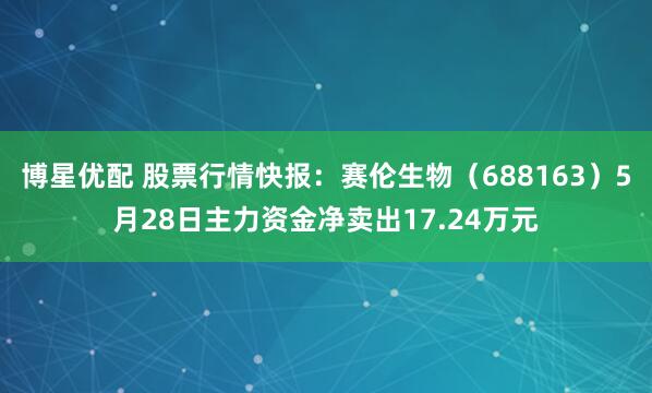 博星优配 股票行情快报：赛伦生物（688163）5月28日主力资金净卖出17.24万元